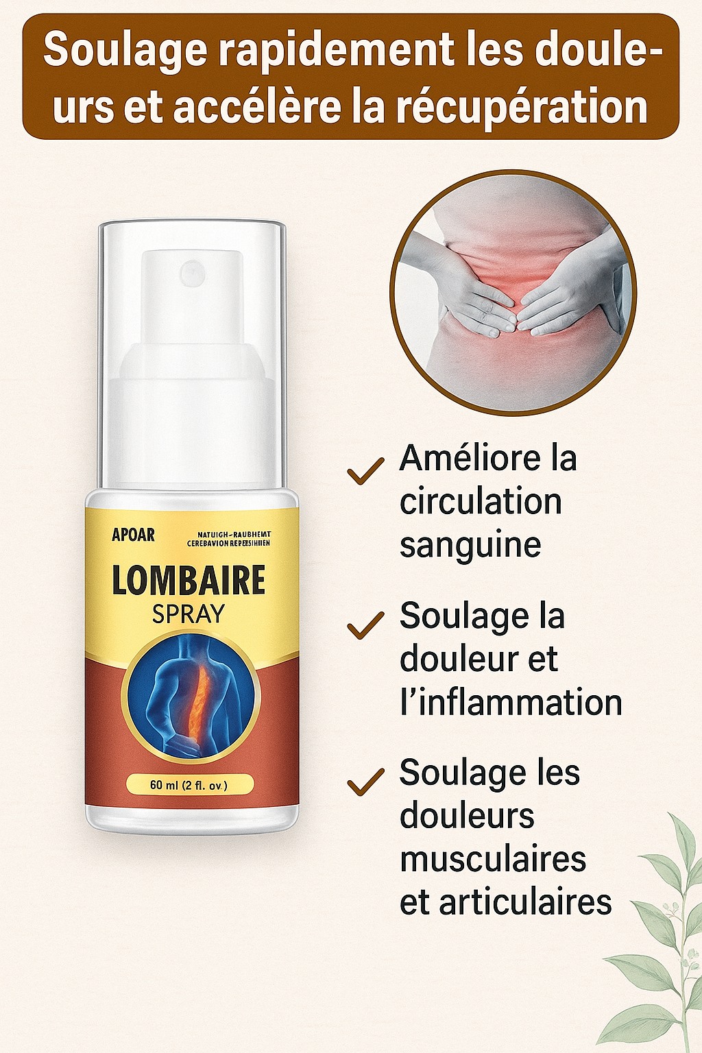 Spray à base de plantes Soulager doucement la douleur, APGAR Spray anti-douleur, Spray anti-douleur articulaire naturel à base de plantes